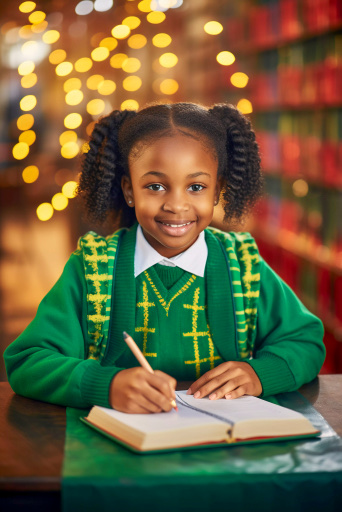 Young student writing in a notebook